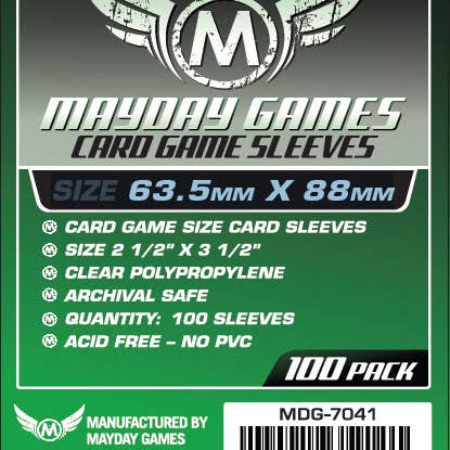 Card Game Sleeves - Pack of 100 - 63.5X 88 MM - Green for wholesale by Mayday Games