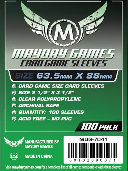 Card Game Sleeves - Pack of 100 - 63.5X 88 MM - Green for wholesale by Mayday Games
