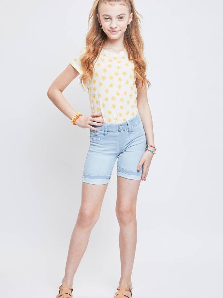 Girls Essential Cuffed Pull On Bermuda Shorts-GM50579 for wholesale by YMI