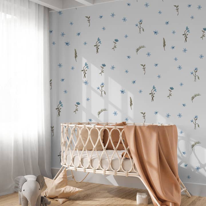 Blue Floral Wall Stickers Nursery Wall Stickers Girl Bedroom Flower Wall Stickers Nursery Decor Floral Wall Decal Blue Flower Wall Decal Art for wholesale by Hello Beautiful Designs