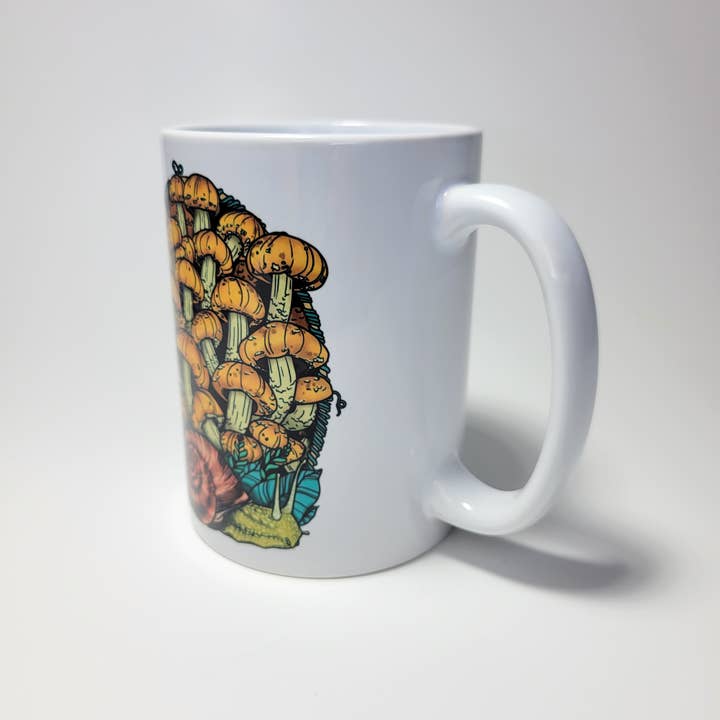 Mushroom Marauder – wholesale Coffee mug – Land Snail and Chestnut Mushrooms Mug | 11oz/15oz3