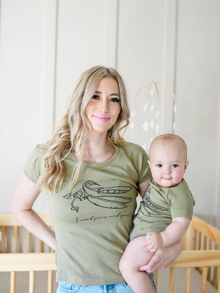 L'ovedbaby - Wholesale Screen printed t-shirt – Women′s - Sage Peas | Women's Organic Raglan T-Shirt1