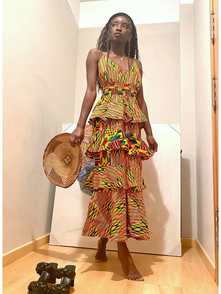 SUESES - Wholesale Dress - Women's - Hand Crafted Wax Fabric Cotton Colorful Dresses, Hand Sewn3