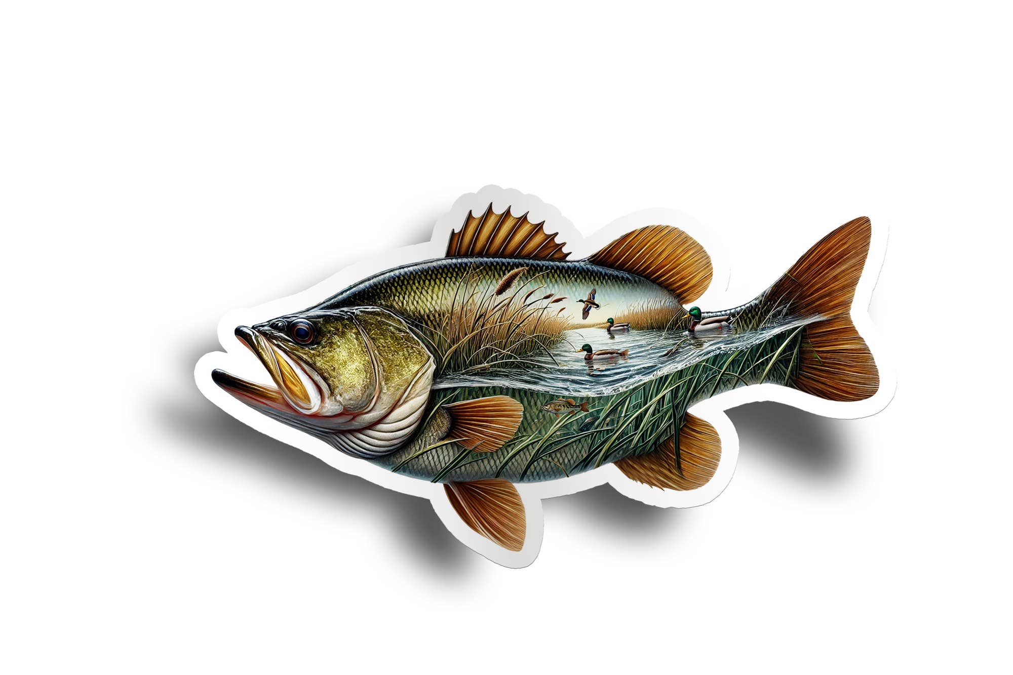 PiggyPrintStickers – wholesale Sticker – Fishing Sticker | Duck Hunt & Bass | Durable Vinyl Decal1