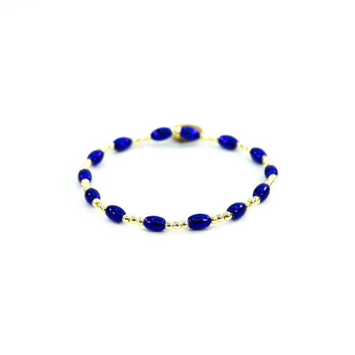 Savvy Bling - Wholesale Jewelry Set - Blue 18K Gold Beaded Bracelets