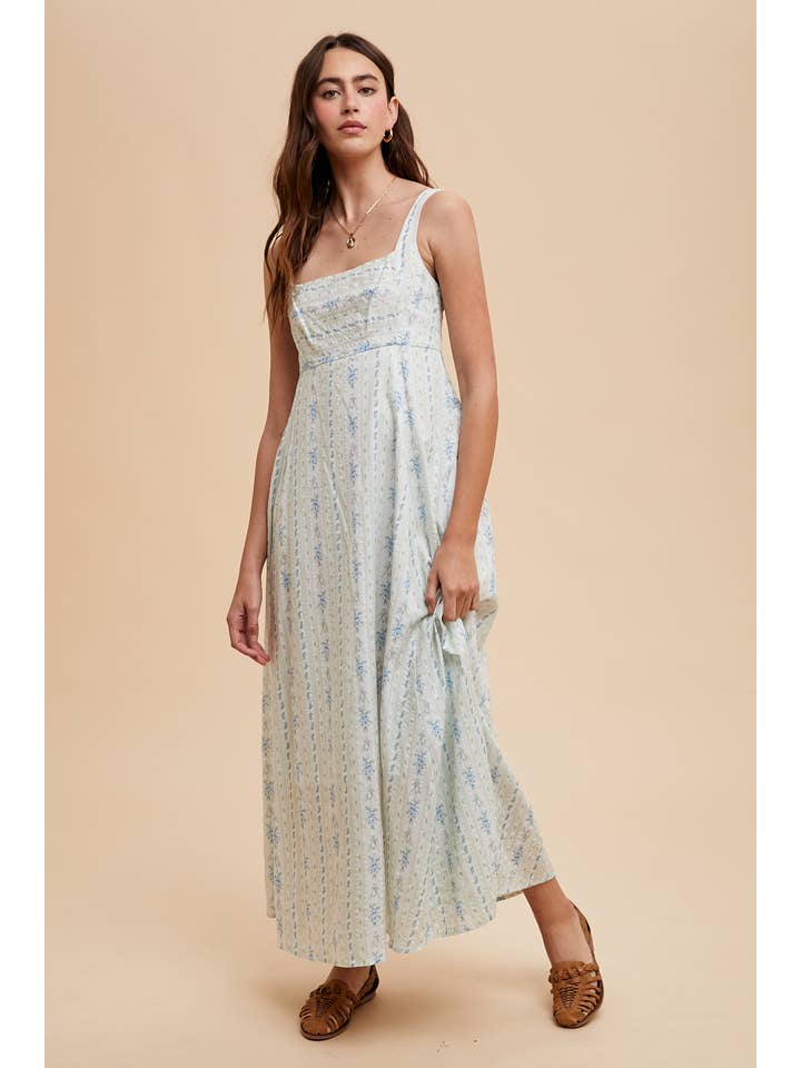 In Loom – Engroshandel Kjole - Dame – BOMULD FLORAL FIRKANTET HALS MAXI3