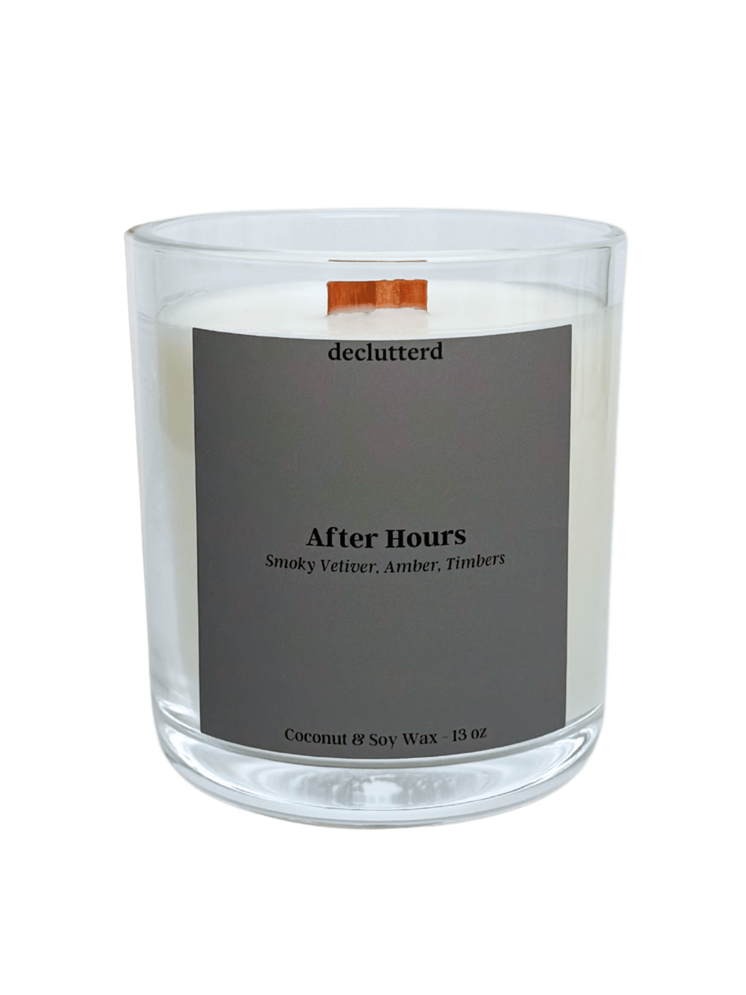 declutterd - Wholesale Jar/Filled Candle - Candle Wood Wick - After Hours - Non Toxic Coconut Soy Wax1