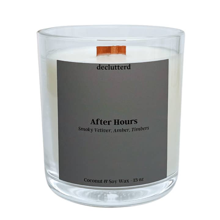 declutterd - Wholesale Jar/Filled Candle - Candle Wood Wick - After Hours - Non Toxic Coconut Soy Wax1