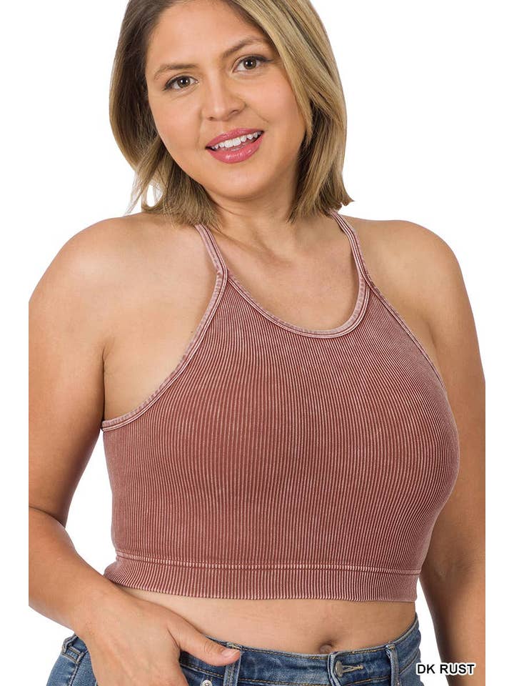 Vanilla Monkey – wholesale Camisole – Dam – Plus tvättad ribbad sömlös beskuren Cami Top1