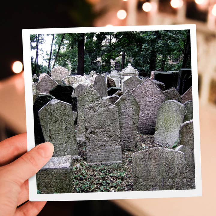 3dRose – wholesale Everyday greeting card – 3dRose, Gray headstones in cemetery in Prague - grey graveyard grave stones - creepy spooky gothic halloween, Greeting Card