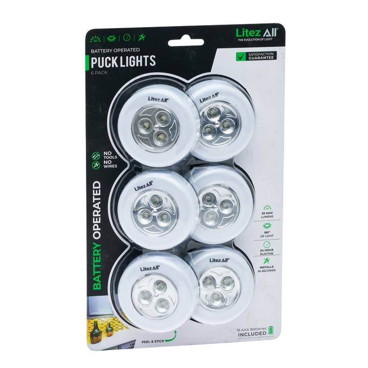 LitezAll - Wholesale Accent/Desk Lamp - LitezAll LED Puck Light 6 Pack20