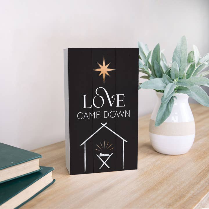 Love Came Down Tabletop Pallet Décor for wholesale by P. Graham Dunn