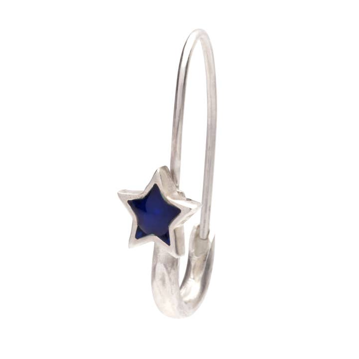 Navy Star Enamel Safety Pin Earring for wholesale by Serpent & the Swan