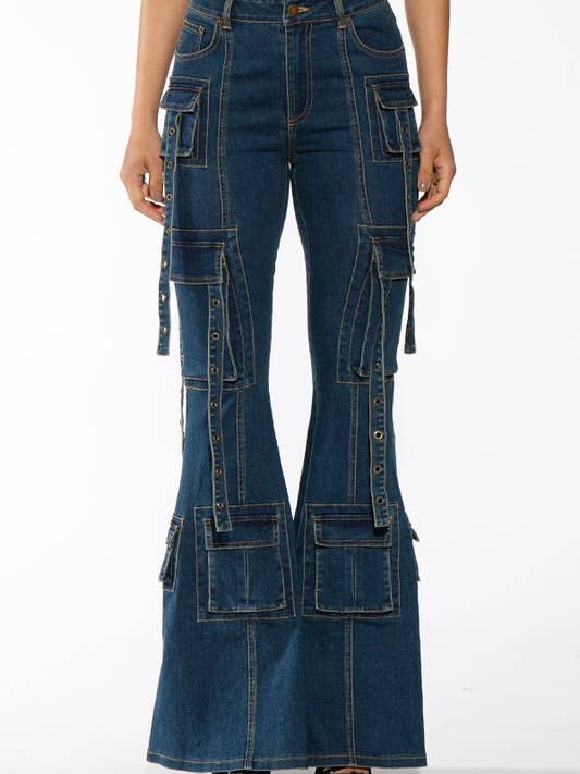 Pantalon en denim utilitaire à fusée tactique pour la vente par Rehab Lab