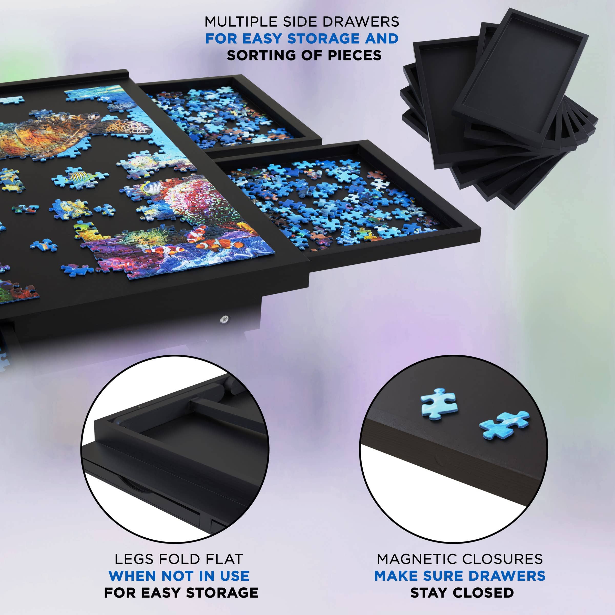 Jumbl - Wholesale Puzzel - Volwassene - Puzzelbord van 1000 stukjes, 23 „x 31" houten puzzel met poten18