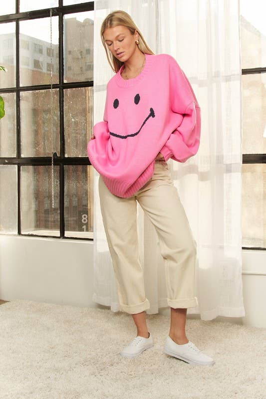 JADE BY JANE - Wholesale Knit Sweater - Women's - OVERSIZED LONG SLEEVE SMILE SWEATER10