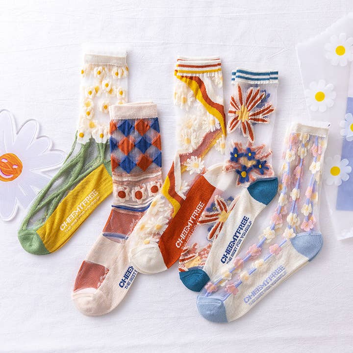 Funkyrel® Atzbranding Limited - Wholesale Socks - Women's - Rufia Mesh Socks for Women - Cool and Fashionable | 5 Pairs