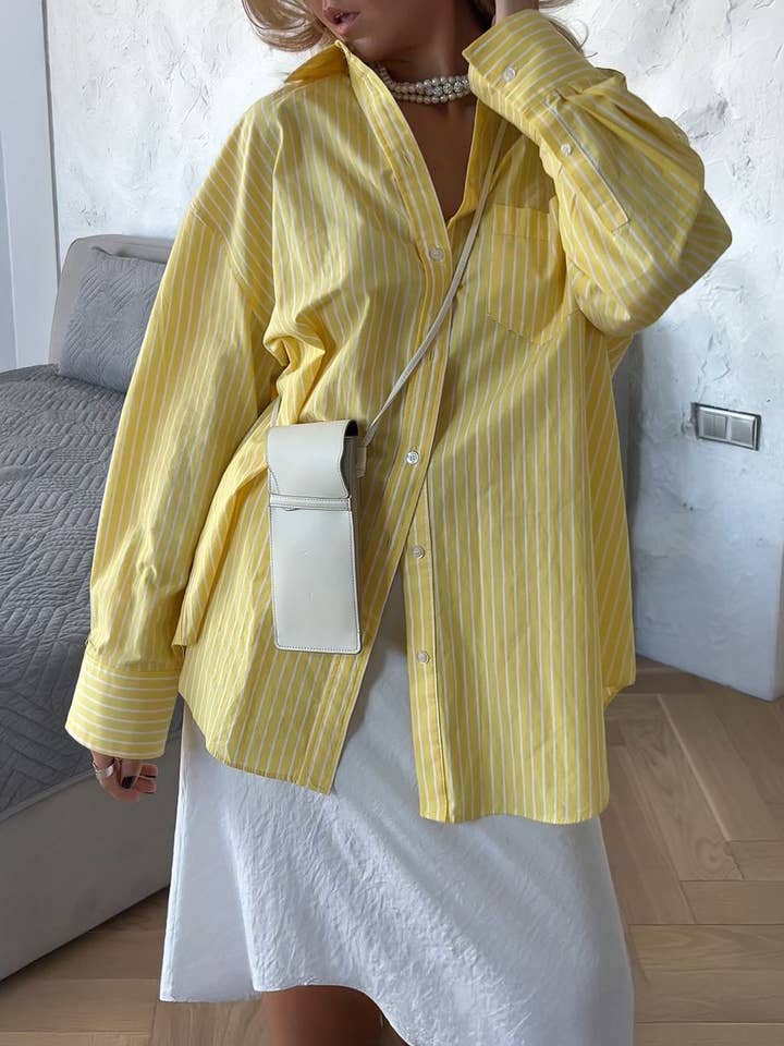 Yellow Striped Button-Up Shirt for wholesale on Faire
