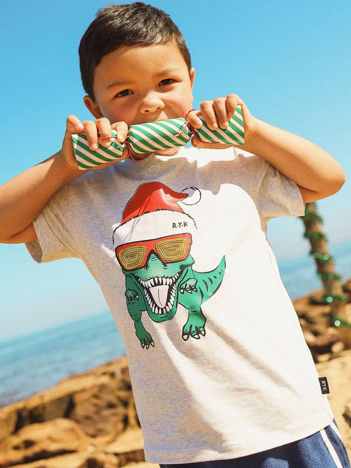 SANTA-SAURUS KORTÆRMET T-SHIRT for engroshandel hos Rock Your Baby