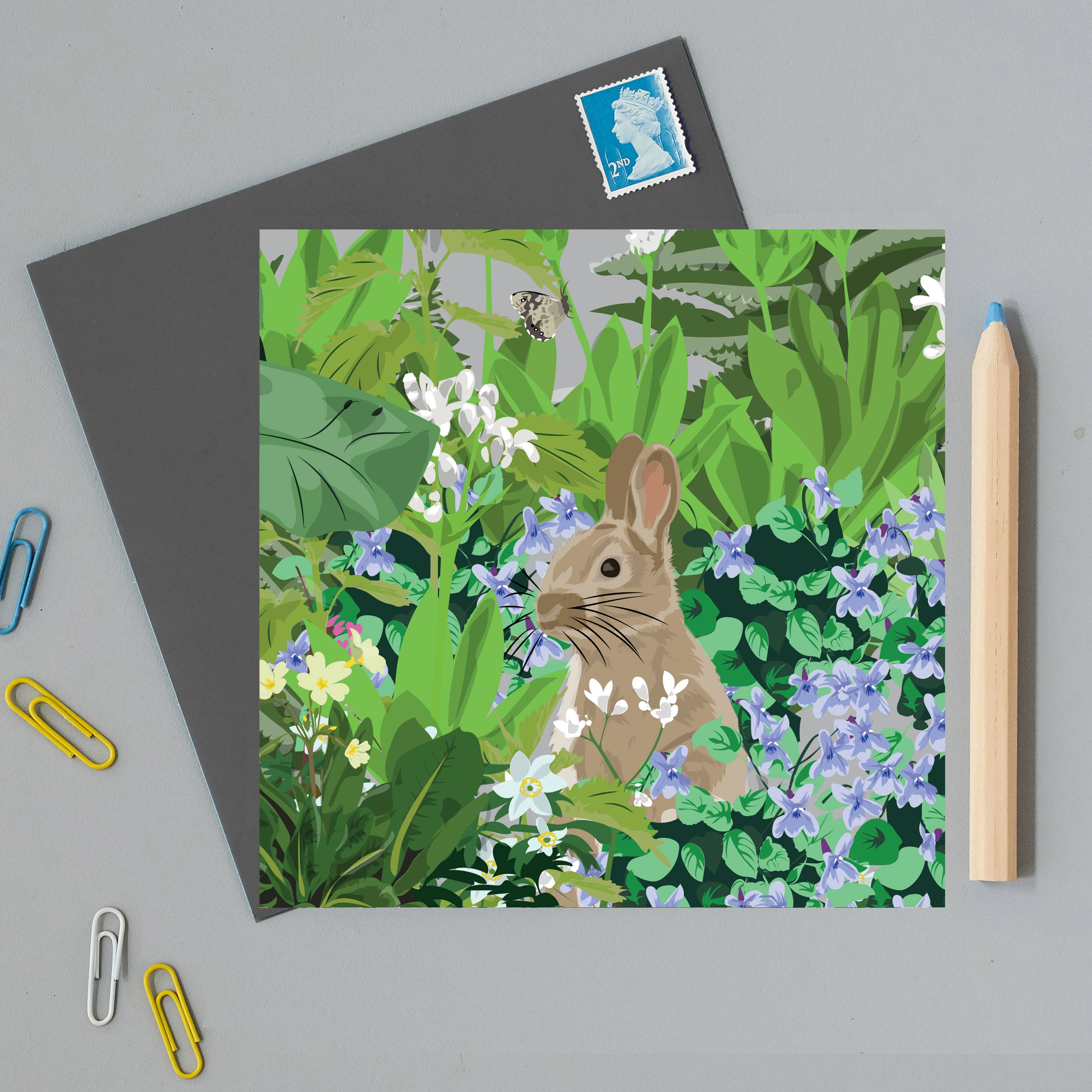 Lorna Syson – wholesale Everyday greeting card – Watlington Rabbit Greeting Card1