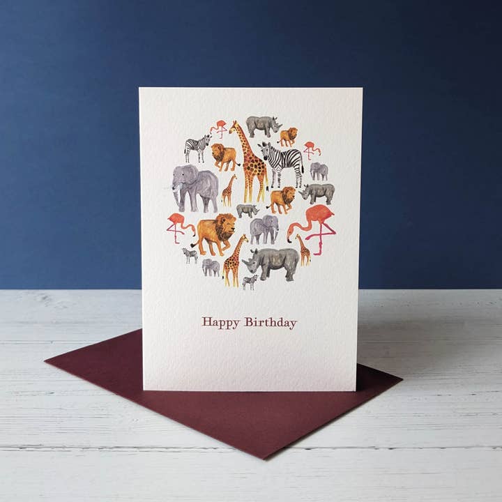 Hälsningskort - African Safari - Grattis på födelsedagen för wholesale av Sarah Patel Design