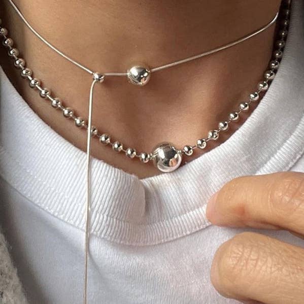 Collier délicat de couleur unie géométrique ajustable, colliers et accessoires pour la vente par Plush Looks