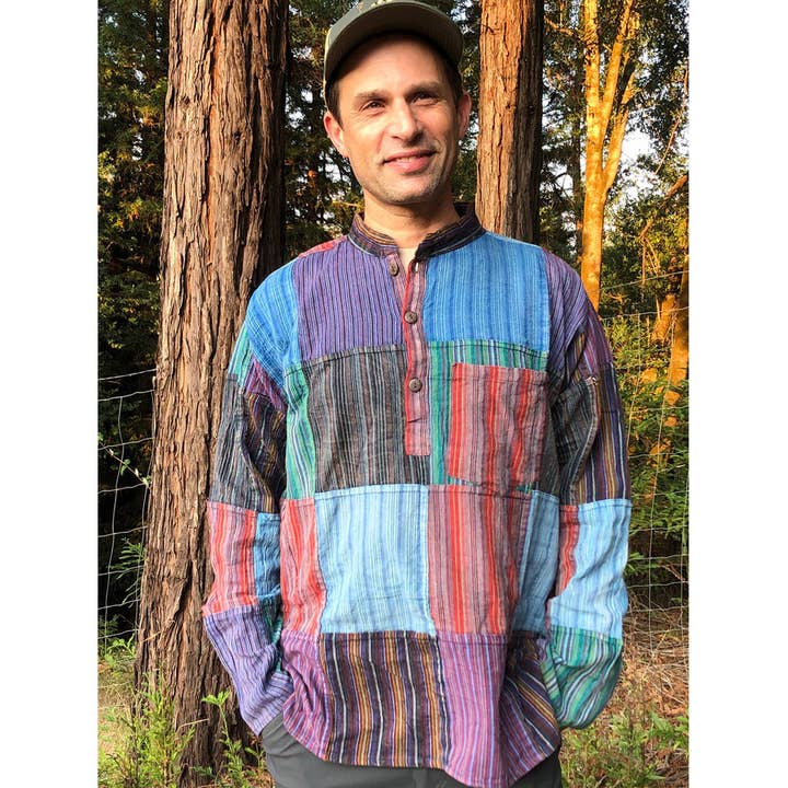 Hippie 100% Cotton Patchwork Stonewash Men's Long Sleeves for wholesale on Faire1
