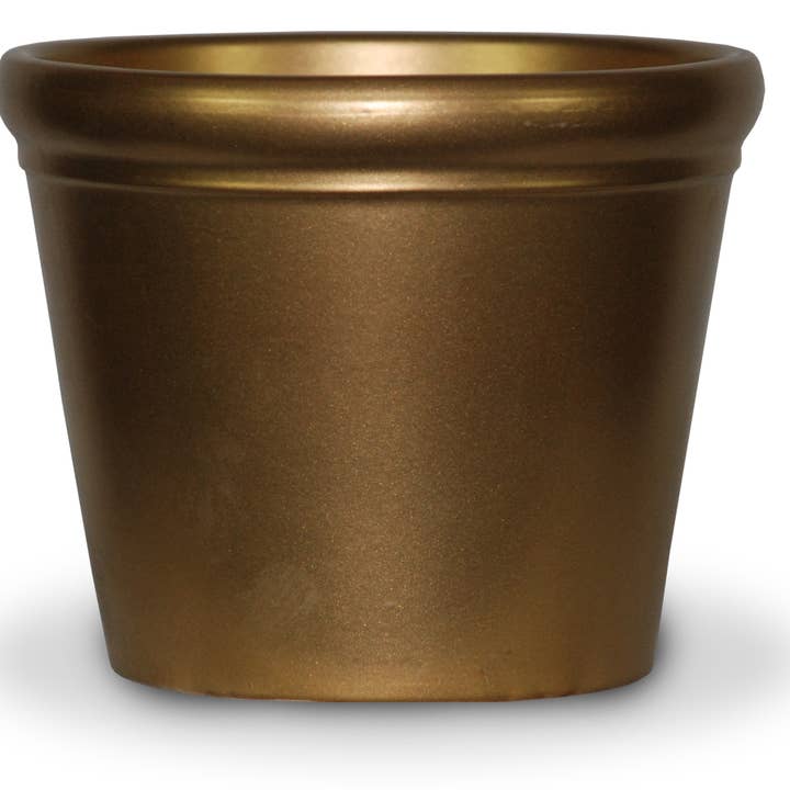 Ceramo Pottery - Wholesale Plant Pot - Lipped Cover Pot 8.5" - Gold - Case/4