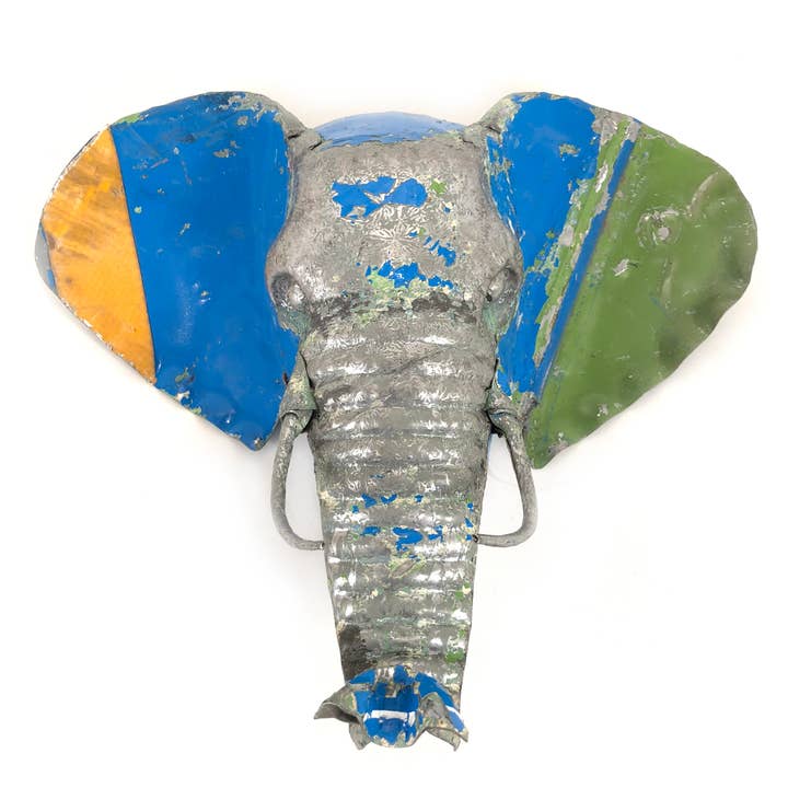 Mbare Home + Gift - Wholesale Wall Accent - Elephant Animal Mask Recycled Metal Wall Art