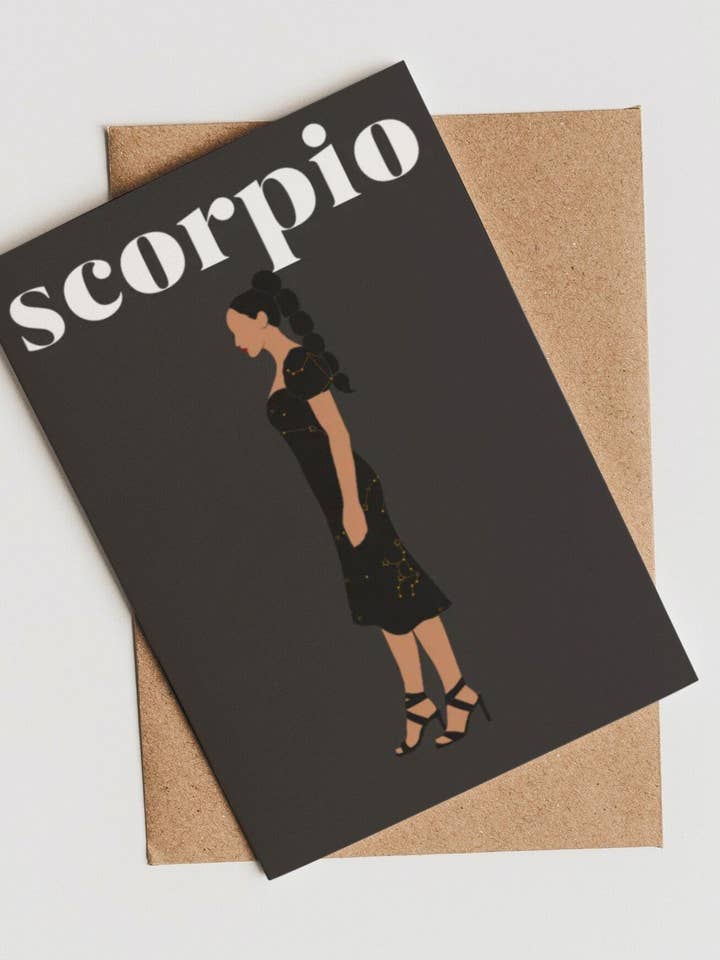 Scorpio Note Cards - Biglietto singolo per la vendita all'ingrosso da parte di Lolita K Studio