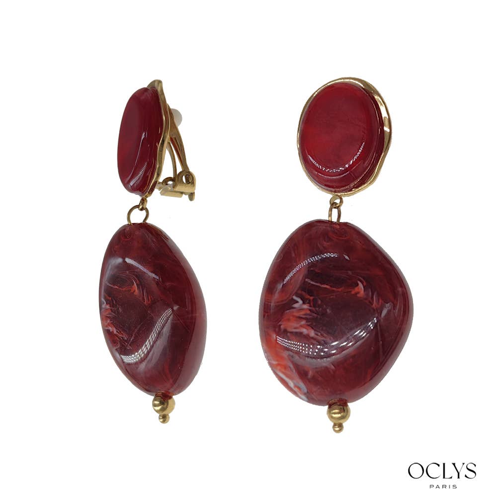 Oclys - Wholesale Clip-On Earrings - Clip-on resin earrings in gold stainless steel Wini1