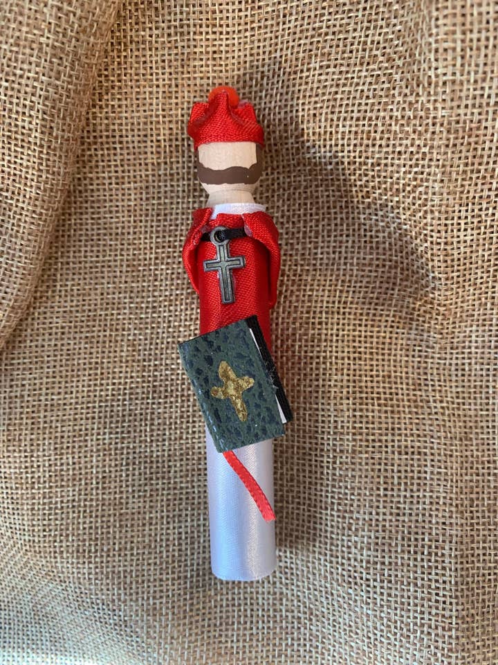 St. Robert Bellarmine Wooden Doll Ornament for wholesale by Our Saint Family
