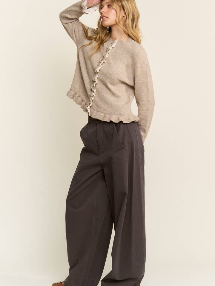 CANDESCENT - Wholesale Cardigan - Women's - Lace Trim Ruffle Hem Cardigan5