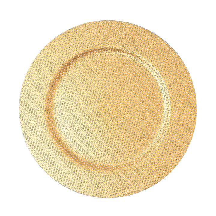Mosaic Beaded Plastic Plate 13" - Gold for wholesale by Portofino International Trading, USA