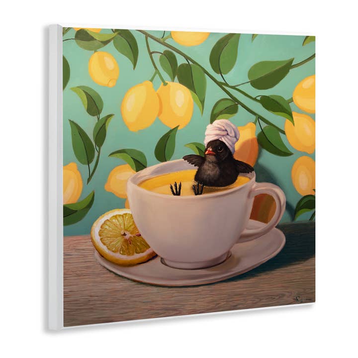 Stupell Industries - Wholesale Wall Sign - Bird Bathing Lemon Tea - Unframed Wall Art3