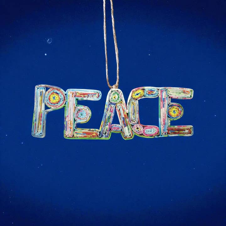 Peace Word Ornament - Recycled Paper for wholesale by The Upcycled Paper Company