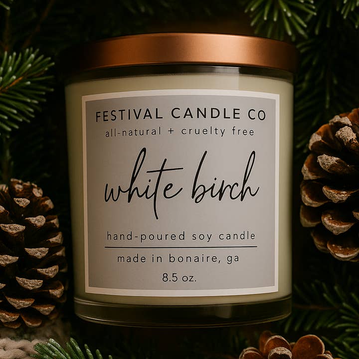 "White Birch" Scented Soy Candle, 8.5 ounce for wholesale by Festival Candle Co.