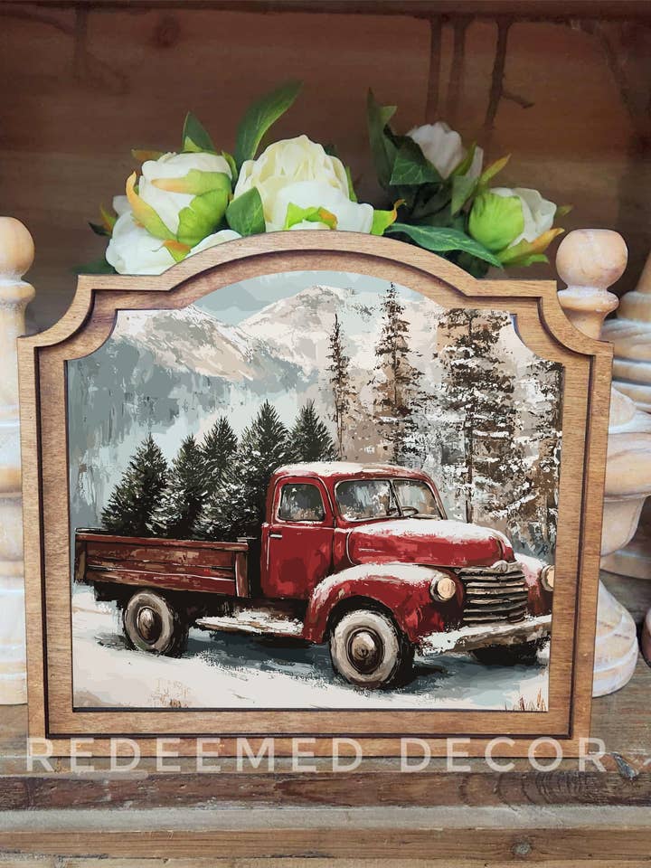 Provincial Christmas Truck Framed Art for wholesale by Redeemed Decor
