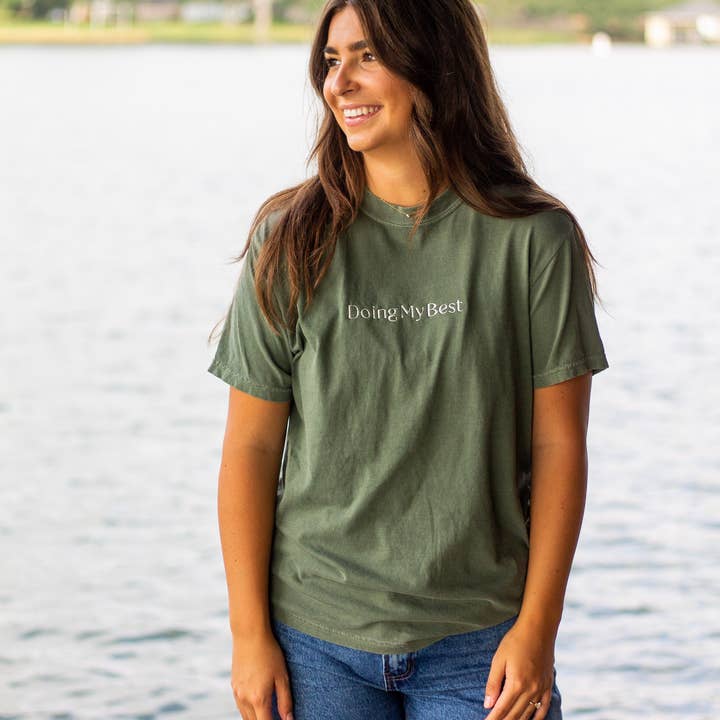 Doing My Best Embroidered T-shirt for wholesale by Creation Branding
