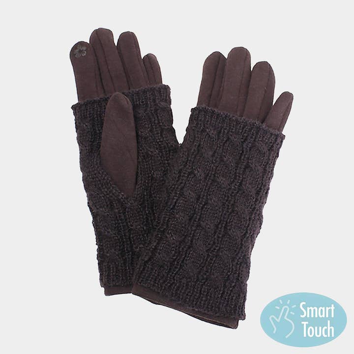 Sensibling Corp. - Wholesale Gloves - Women's - 3 IN 1 - Cable Knit Touch Smart Gloves
0