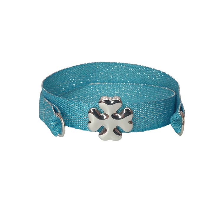 PULSEIRA DE PALÁDIO DE TREVO DE QUATRO FOLHAS TURQUESA por atacado de Smartever Srl