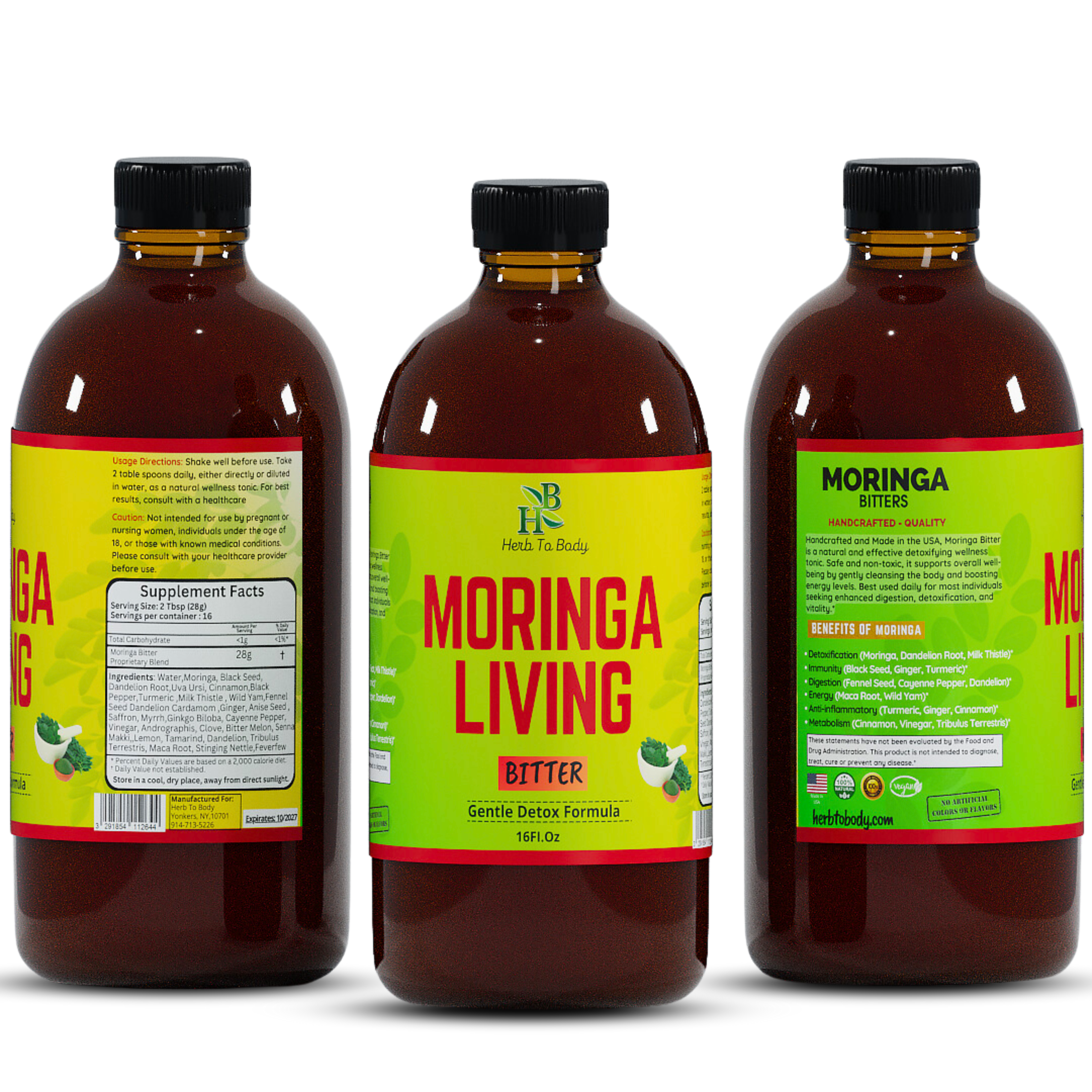 Herb To Body - Wholesale Oral supplement/vitamin - Moringa Living Bitter 16oz | Plant Based Liquid Superfood3