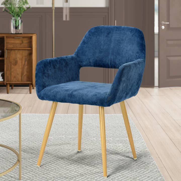39F Inc. - Wholesale Chair - CROMWELL Scandinavian Fabric Dining Chair-Beige/Blue