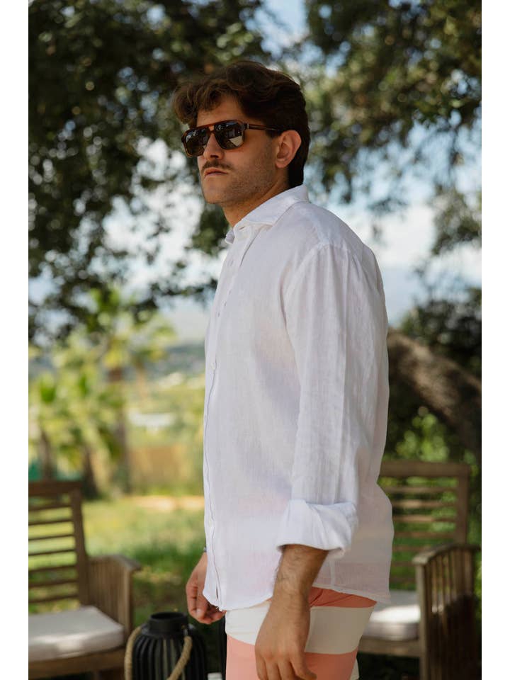Custi Mikelo: Men's Clothing & Christmas Gifts - Wholesale Button Down Shirt - Men's - White Linen Shirt | Lanzarote4