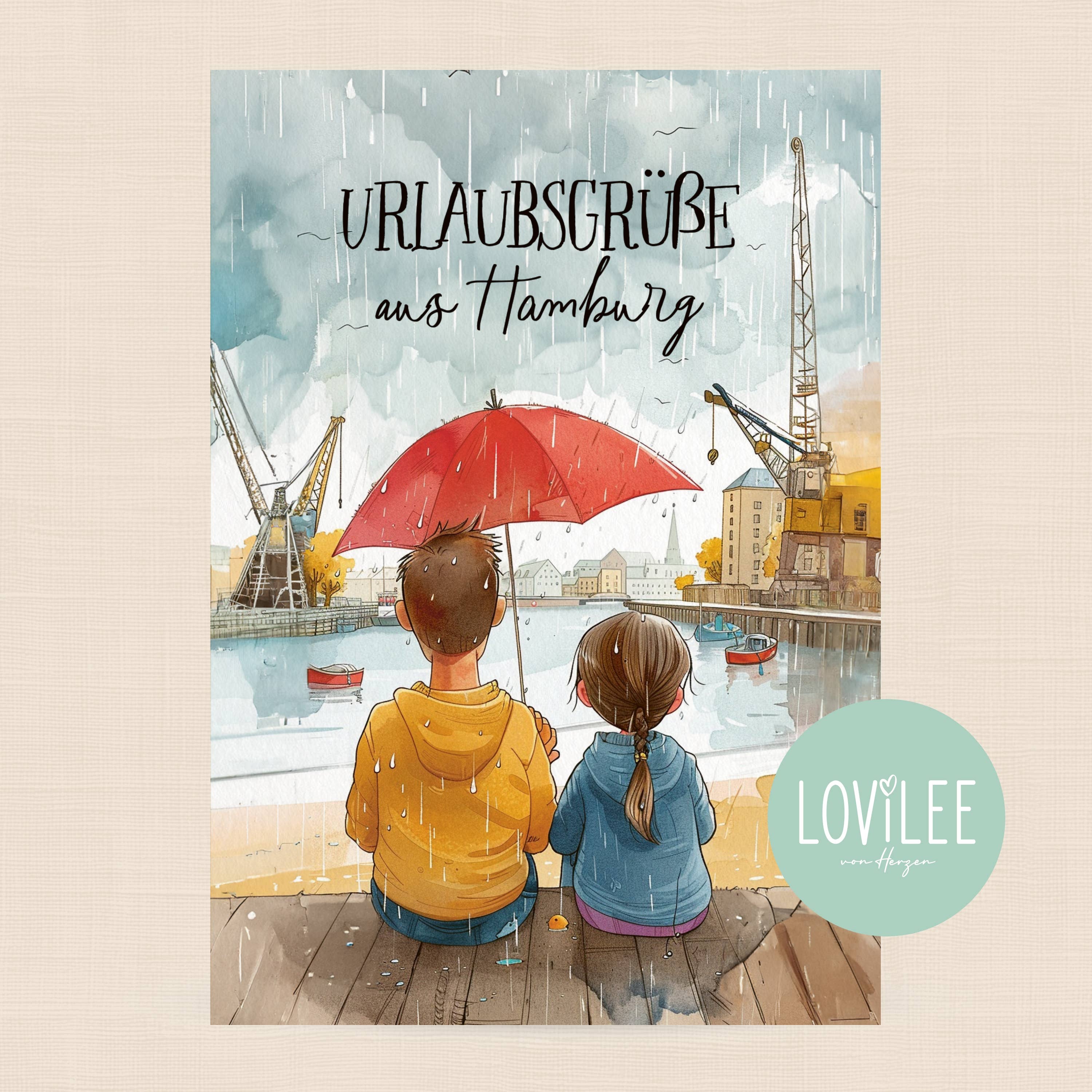 LOViLEE – Postal por atacado – Cartão Postal Hamburg Holiday Greetings | Cartão Hamburg No. HH-Illu-010