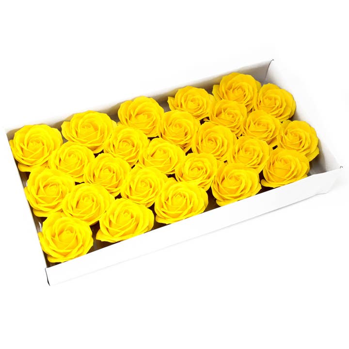 Craft Soap Flowers - Lrg Rose - Yellow for wholesale by Ancient Wisdom