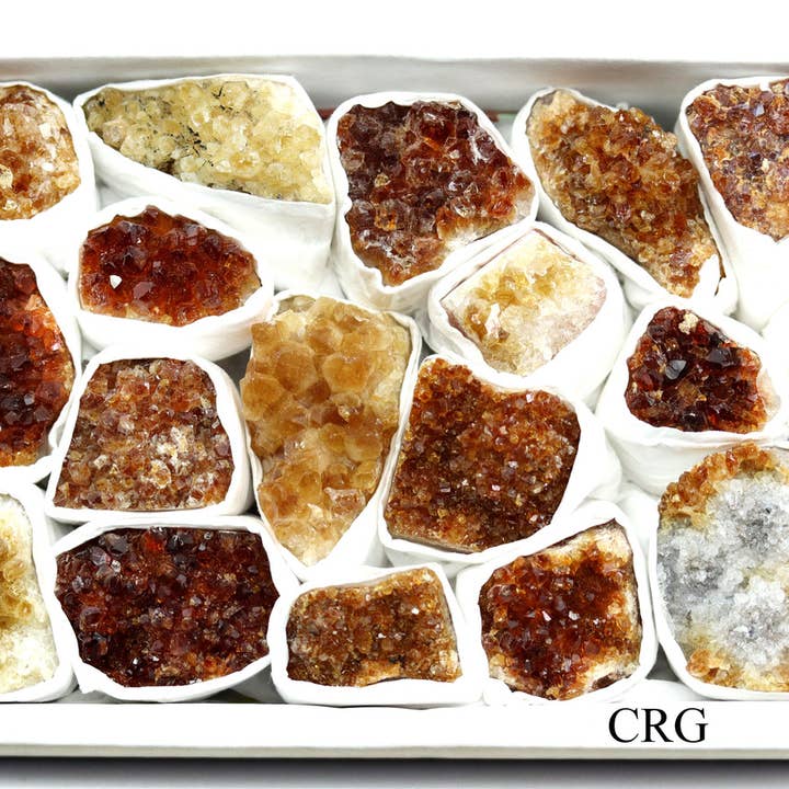 Crystal River Gems LLC - Wholesale Spiritual Stone/Crystal - QTY 1 - Multicolored Citrine Druzy / Small Flat / 1-2.5" avg