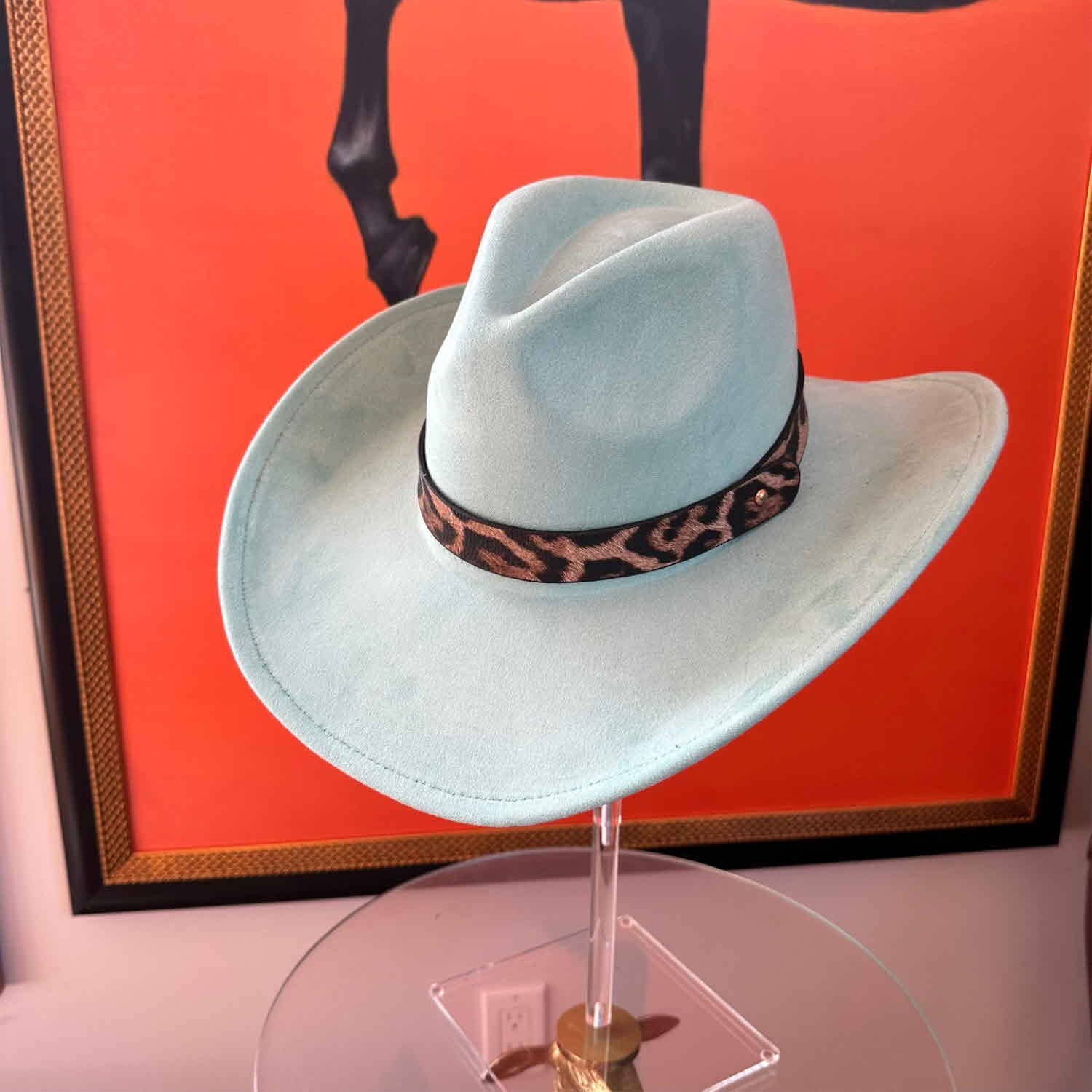 Bella Betty - Wholesale Cowboy Hat - Women's - Fashion Vegan Suede Cowboy hat  W/ Leopard Belt 9