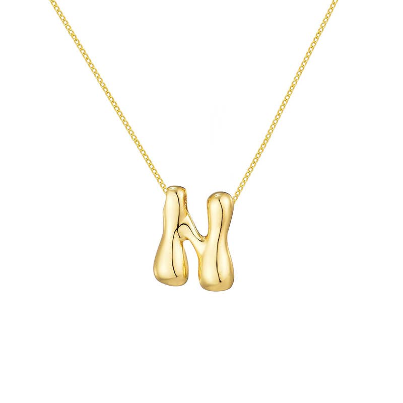 AMORINO SRL - Wholesale Pendant/Charm Necklace - LARGE BUBBLE INITIAL NECKLACE - JN24512B89GOLD12