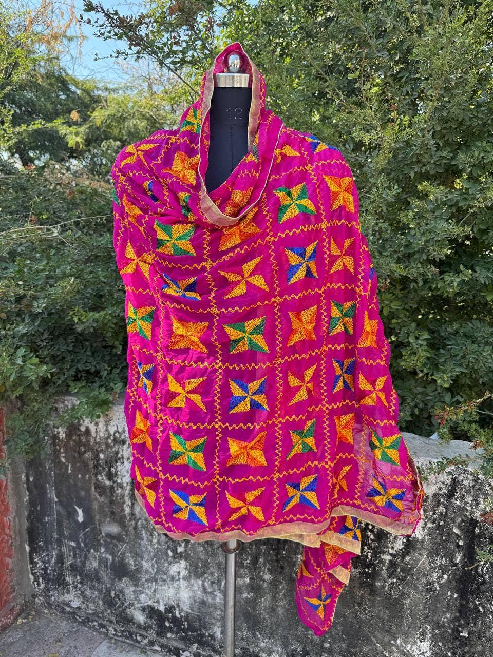 bhavnas boutique - Wholesale Wrap - Women's - Fancy Dupatta Floral Embroidery Phulkari Dupatta Cotton Wrap2